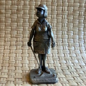 PEWTER FIGURINE OF LADY GOLFER HUDSON PEWTER PERFECT